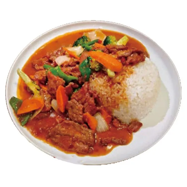 Ternera sin picante con arroz