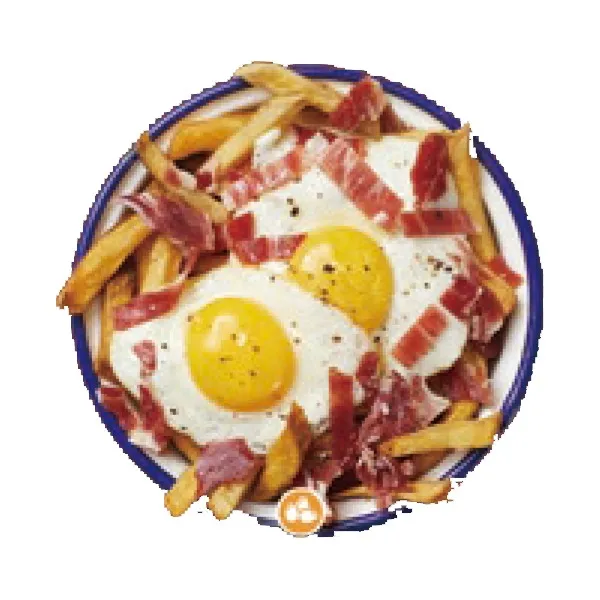 Patatas con huevos estrellados