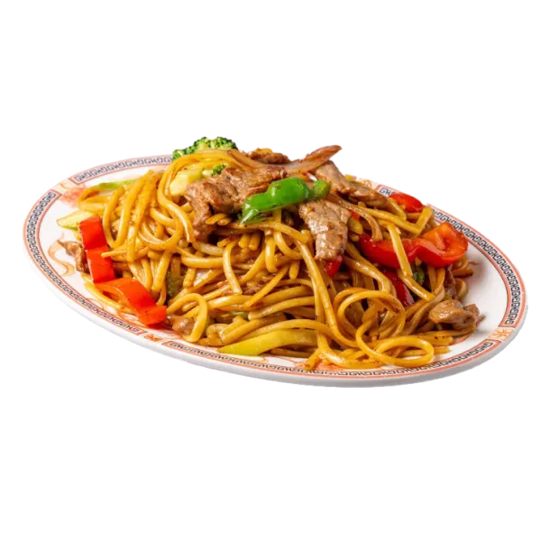Tallarines fritos con ternera